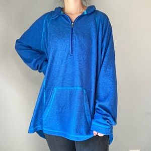 Soft Lightweight Blue Fleece Athletic Quarter Zip Hoodie